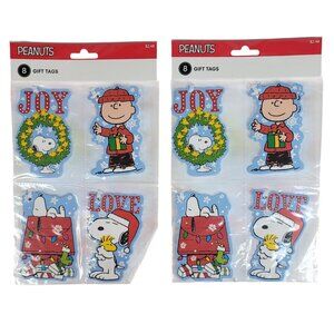Peanuts Gift Tags Ribbon Hangers Charlie Snoopy Woodstock Joy Love Lot of 2 NEW